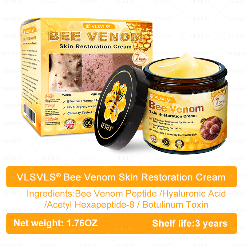 VLSVLS® 𝘽𝙀𝙀 𝙑𝙀𝙉𝙊𝙈 𝑺𝒌𝒊𝒏 𝑹𝒆𝒔𝒕𝒐𝒓𝒂𝒕𝒊𝒐𝒏 𝑪𝒓𝒆𝒂𝒎 –🌸 Anti-aging,Hydrating, Skin Repair, Even Tone, Acne and Dark Spot Treatment, Wart and Mole Removal, Psoriasis Relief