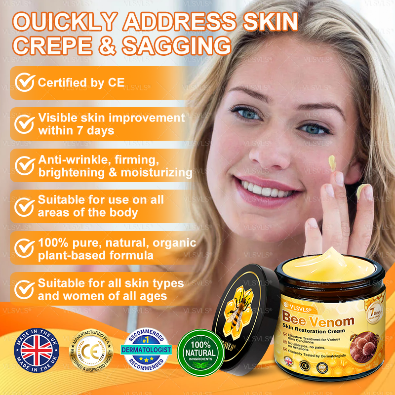 VLSVLS® 𝘽𝙀𝙀 𝙑𝙀𝙉𝙊𝙈 𝑺𝒌𝒊𝒏 𝑹𝒆𝒔𝒕𝒐𝒓𝒂𝒕𝒊𝒐𝒏 𝑪𝒓𝒆𝒂𝒎 –🌸 Anti-aging,Hydrating, Skin Repair, Even Tone, Acne and Dark Spot Treatment, Wart and Mole Removal, Psoriasis Relief