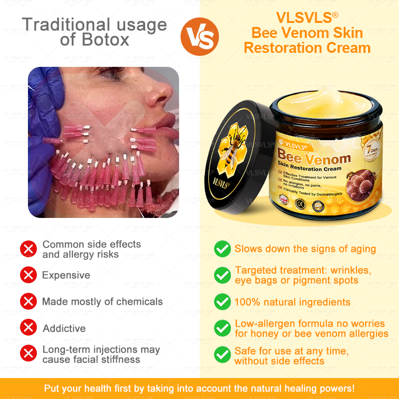 VLSVLS® 𝘽𝙀𝙀 𝙑𝙀𝙉𝙊𝙈 𝑺𝒌𝒊𝒏 𝑹𝒆𝒔𝒕𝒐𝒓𝒂𝒕𝒊𝒐𝒏 𝑪𝒓𝒆𝒂𝒎 –🌸 Anti-aging,Hydrating, Skin Repair, Even Tone, Acne and Dark Spot Treatment, Wart and Mole Removal, Psoriasis Relief